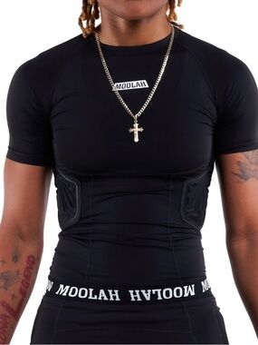 NEW Moolah Women’s Black Basketball Padded Compression Top Short Sleeve Size M
